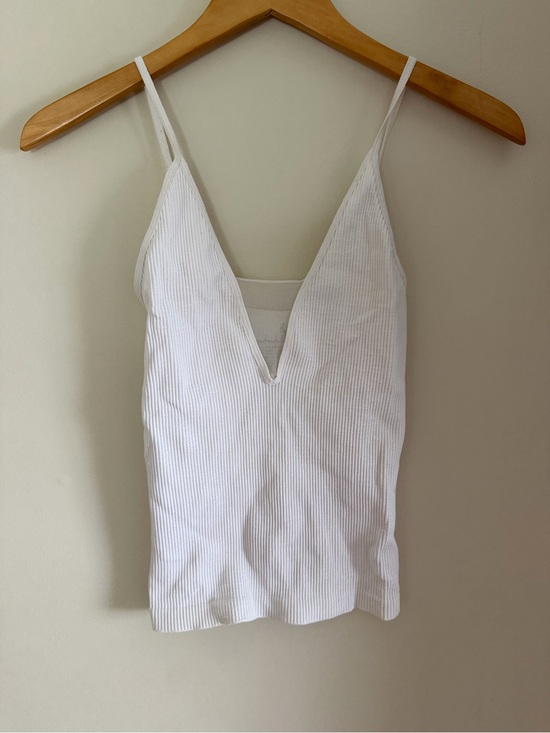 Free People Tops - Free People White Ribbed Deep V Cami Tank